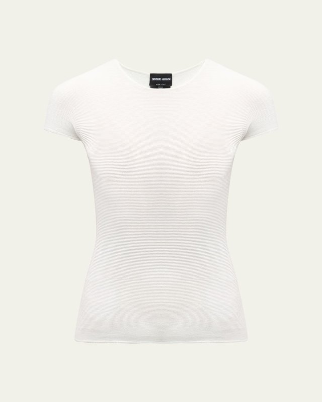 Scoop-Neck Short-Sleeve Ribbed Tee